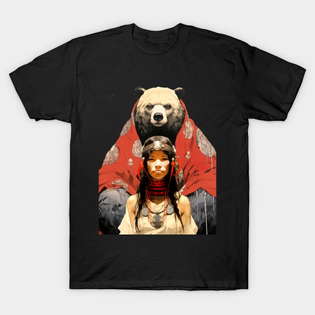 National Native American Heritage Month: "The Bear Mother" or "The Woman Who Married a Bear" T-Shirt by Puff Sumo